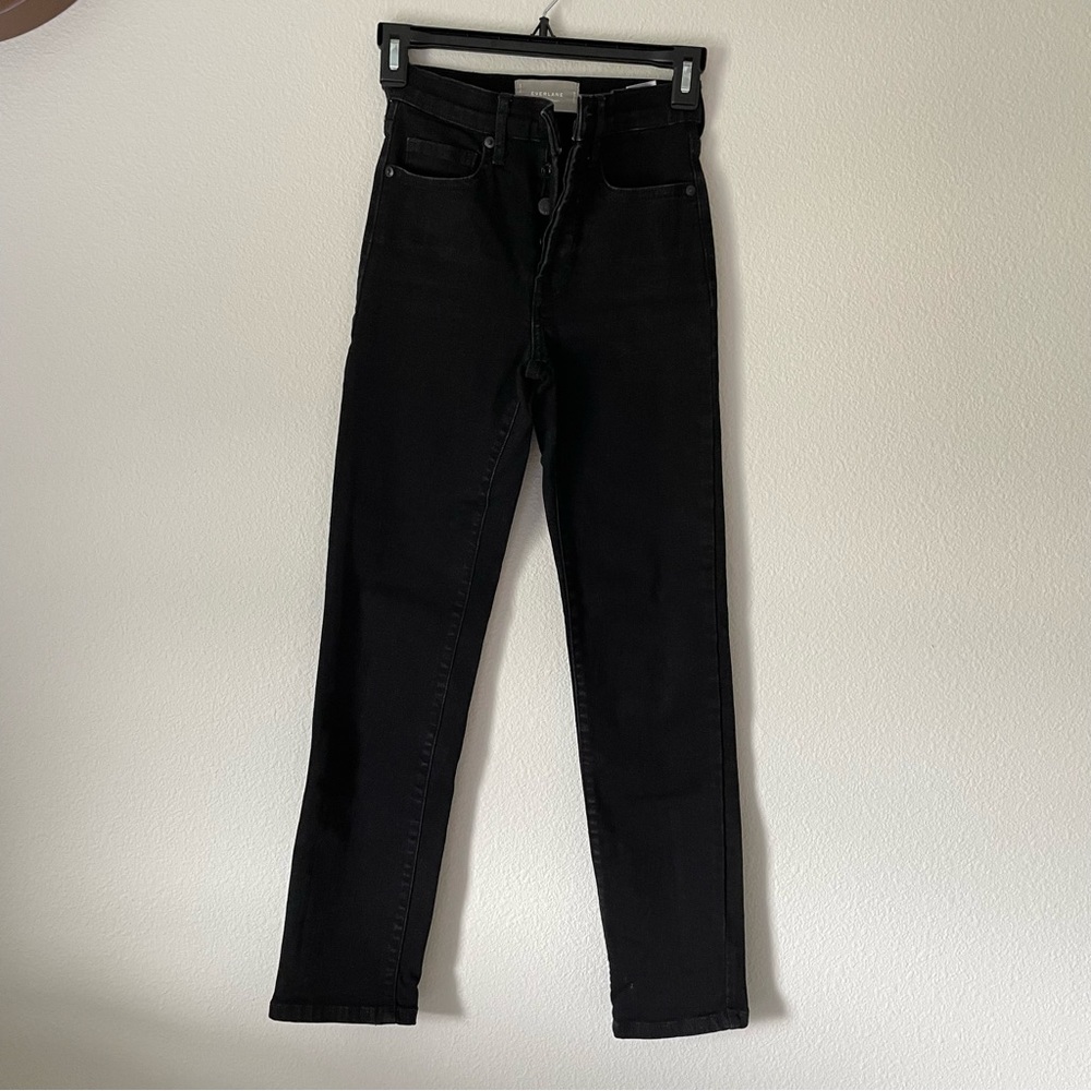 Everlane Black Jeans Size 24 Hight Rise Button Fly Slim Straight